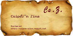 Csipán Zina névjegykártya